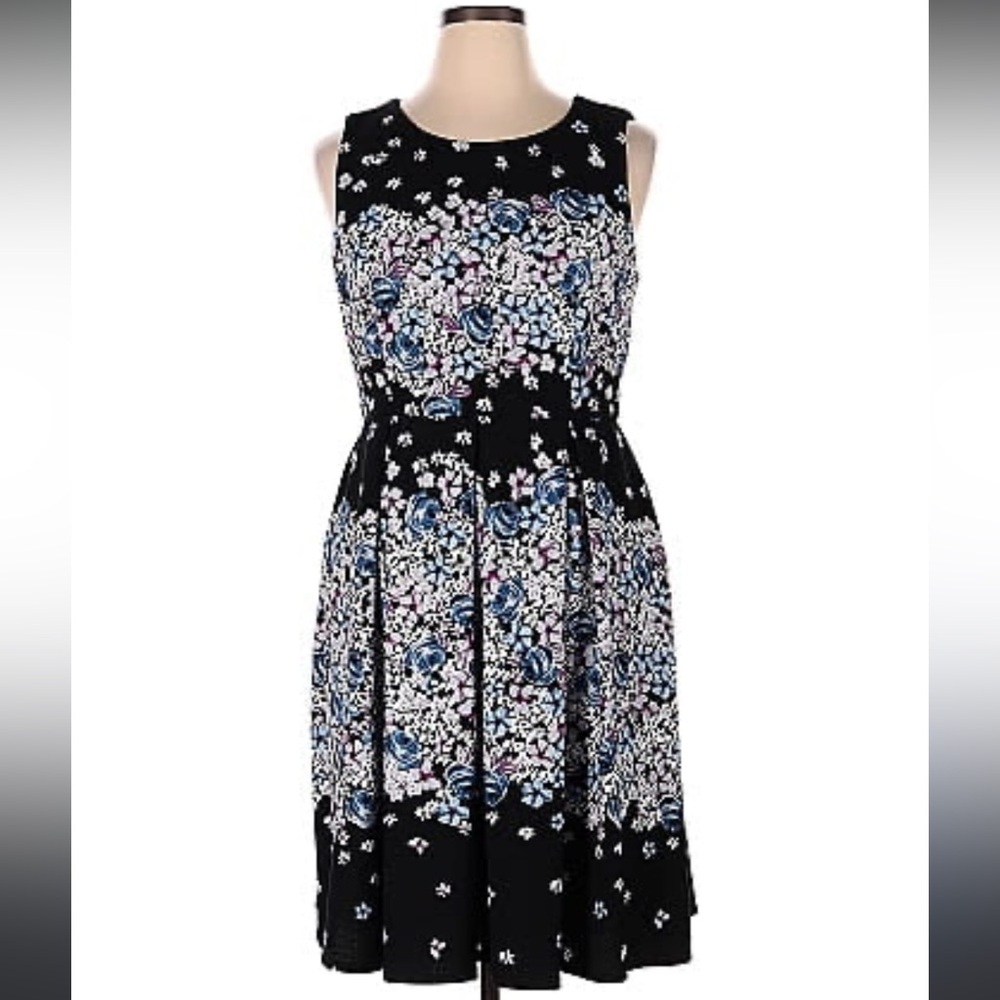 💜 KARL LAGERFELD Floral Dress | Size 8 | Black/Blue Multi | Like New 💜
